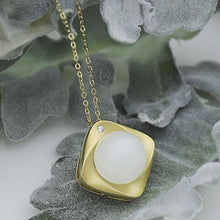 Load image into Gallery viewer, Silver Inlaid Natural Fine White Jade Pendant Necklace Round Charm Luxury Golden Women&#39;s Jewelry
