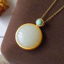 Load image into Gallery viewer, Silver Inlaid Natural Fine White Jade Turquoise Pendant Necklace Luxury Cold Wind Women&#39;s Brand Jewelry
