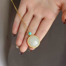 Load image into Gallery viewer, Silver Inlaid Natural Fine White Jade Turquoise Pendant Necklace Luxury Cold Wind Women&#39;s Brand Jewelry
