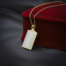 Load image into Gallery viewer, Lokaloca Natural White Jade Pendant Square Necklace
