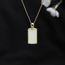 Load image into Gallery viewer, Lokaloca Natural White Jade Pendant Square Necklace
