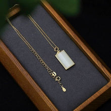 Load image into Gallery viewer, Lokaloca Natural White Jade Pendant Square Necklace
