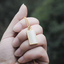 Load image into Gallery viewer, Lokaloca Natural White Jade Pendant Square Necklace
