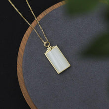 Load image into Gallery viewer, Lokaloca Natural White Jade Pendant Square Necklace
