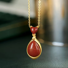 Load image into Gallery viewer, Silver Inlaid Natural Southern Red Agate Pendant Necklace Vintage Retro Style Brand Jewelry
