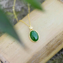 Load image into Gallery viewer, Lokaloca Natural Green Jade Pendant Necklace
