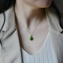 Load image into Gallery viewer, Lokaloca Natural Green Jade Pendant Necklace
