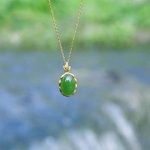 Load image into Gallery viewer, Lokaloca Natural Green Jade Pendant Necklace
