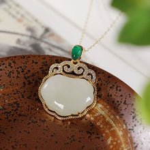 Load image into Gallery viewer, Silver Natural White Jade Vintage Style Women&#39;s Cute Pendant Necklace
