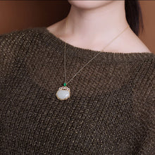 Load image into Gallery viewer, Silver Natural White Jade Vintage Style Women&#39;s Cute Pendant Necklace
