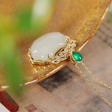 Load image into Gallery viewer, Silver Natural White Jade Vintage Style Women&#39;s Cute Pendant Necklace
