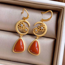 Load image into Gallery viewer, Silver Natural Southern Red Agate  Earrings Retro Niche Design Craft Cute Women Charm Brand Jewelry
