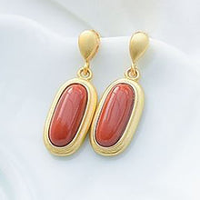 Load image into Gallery viewer, Silver Natural Southern Red Agate Oval Long Earrings Women&#39;s  Exquisite Cool Elegant Brand Jewelry
