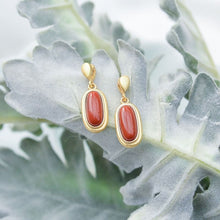 Load image into Gallery viewer, Silver Natural Southern Red Agate Oval Long Earrings Women&#39;s  Exquisite Cool Elegant Brand Jewelry
