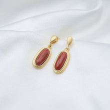 Load image into Gallery viewer, Silver Natural Southern Red Agate Oval Long Earrings Women&#39;s  Exquisite Cool Elegant Brand Jewelry
