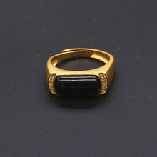 Load image into Gallery viewer, Silver Inlay Natural Black Agate Retro Men and Women Couples Adjustable Ring
