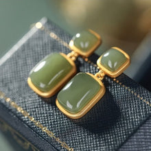 Load image into Gallery viewer, Lokaloca Silver Classic Natural Jade Inlaid Earrings
