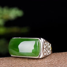 Load image into Gallery viewer, Silver Creative Geometric Natural Jade Jasper Opening Adjustable Ring For Men and Women
