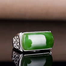 Load image into Gallery viewer, Silver Creative Geometric Natural Jade Jasper Opening Adjustable Ring For Men and Women
