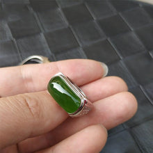 Load image into Gallery viewer, Silver Creative Geometric Natural Jade Jasper Opening Adjustable Ring For Men and Women
