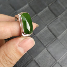 Load image into Gallery viewer, Silver Creative Geometric Natural Jade Jasper Opening Adjustable Ring For Men and Women
