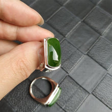 Load image into Gallery viewer, Silver Creative Geometric Natural Jade Jasper Opening Adjustable Ring For Men and Women
