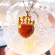 Load image into Gallery viewer, Silver Original Natural Southern Red Agate Pendant Necklace Love Castle Luxury Craft Women&#39;s Brand Jewelry
