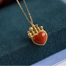 Load image into Gallery viewer, Silver Original Natural Southern Red Agate Pendant Necklace Love Castle Luxury Craft Women&#39;s Brand Jewelry
