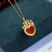 Load image into Gallery viewer, Silver Original Natural Southern Red Agate Pendant Necklace Love Castle Luxury Craft Women&#39;s Brand Jewelry
