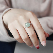 Load image into Gallery viewer, Silver Hexagonal Star Fine Jade Pendant Cute Retro Ring Opening Adjustable Female Jewelry
