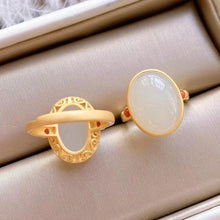 Load image into Gallery viewer, Silver Inlaid Fine Chalcedony Big Ring Men and Women Opening Adjustable Brand Jewelry
