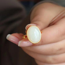 Load image into Gallery viewer, Silver Inlaid Fine Chalcedony Big Ring Men and Women Opening Adjustable Brand Jewelry
