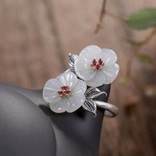 Load image into Gallery viewer, Silver Inlaid Fine Jade Flowers Vintage Style Retro Craftsmanship Charm Ladies Ring
