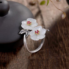 Load image into Gallery viewer, Silver Inlaid Fine Jade Flowers Vintage Style Retro Craftsmanship Charm Ladies Ring
