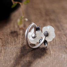 Load image into Gallery viewer, Silver Inlaid Fine Jade Flowers Vintage Style Retro Craftsmanship Charm Ladies Ring
