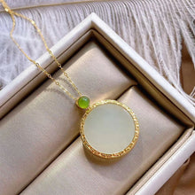 Load image into Gallery viewer, Silver Inlaid Natural Fine Jade Round Pendant Necklace Niche Design Craft Retro Charm Women Brand Jewelry
