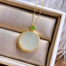 Load image into Gallery viewer, Silver Inlaid Natural Fine Jade Round Pendant Necklace Niche Design Craft Retro Charm Women Brand Jewelry
