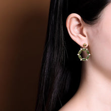 Load image into Gallery viewer, Lokaloca Silver Inlaid Natural Fine Jade Earrings
