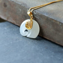 Load image into Gallery viewer, Silver Inlaid Natural Fine White Jade Elephant Pendant Necklace Unique Craft Women&#39;s Brand Jewelry
