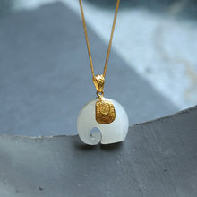 Load image into Gallery viewer, Silver Inlaid Natural Fine White Jade Elephant Pendant Necklace Unique Craft Women&#39;s Brand Jewelry
