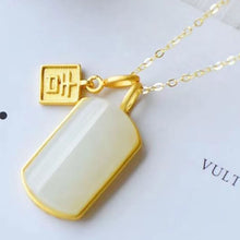 Load image into Gallery viewer, Lokaloca Silver Inlaid Natural Fine White Jade Lucky Pendant Necklace
