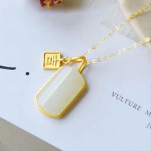 Load image into Gallery viewer, Lokaloca Silver Inlaid Natural Fine White Jade Lucky Pendant Necklace
