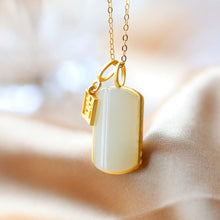 Load image into Gallery viewer, Lokaloca Silver Inlaid Natural Fine White Jade Lucky Pendant Necklace
