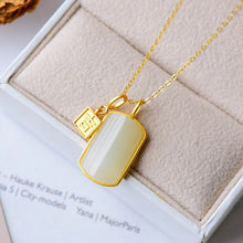 Load image into Gallery viewer, Lokaloca Silver Inlaid Natural Fine White Jade Lucky Pendant Necklace
