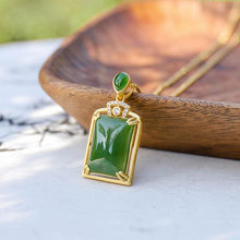 Load image into Gallery viewer, Lokaloca Natural Green Jade Pendant Necklace
