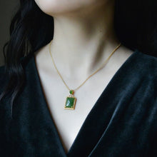 Load image into Gallery viewer, Lokaloca Natural Green Jade Pendant Necklace
