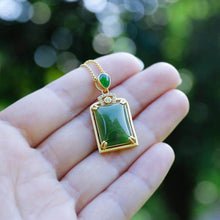 Load image into Gallery viewer, Lokaloca Natural Green Jade Pendant Necklace
