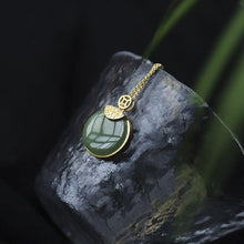 Load image into Gallery viewer, Lokaloca Silver Inlaid Natural Fine Jade Pendant Necklace
