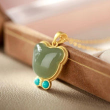 Load image into Gallery viewer, Silver Inlaid Natural Fine Jade Cute Bear Rings Women&#39;s Brand Jewelry
