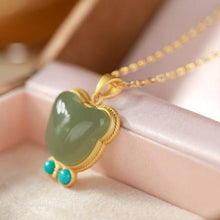 Load image into Gallery viewer, Silver Inlaid Natural Fine Jade Cute Bear Pendant Necklace Women&#39;s Brand Jewelry
